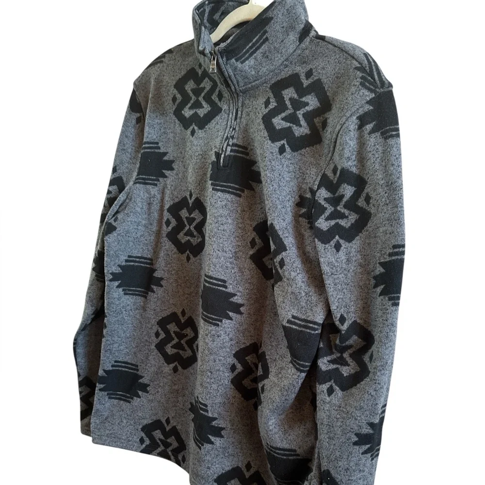 Urban Pipeline New Men’s Sz XL 2/4 Zip‎ Gray Black Aztec Design Pullover Sweater